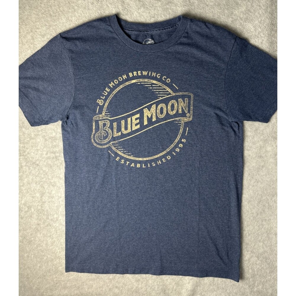 Lucky Brand Blue Moon Men's T-Shirt Blue Small Cotton Blend Brew Beer Logo NWOT
